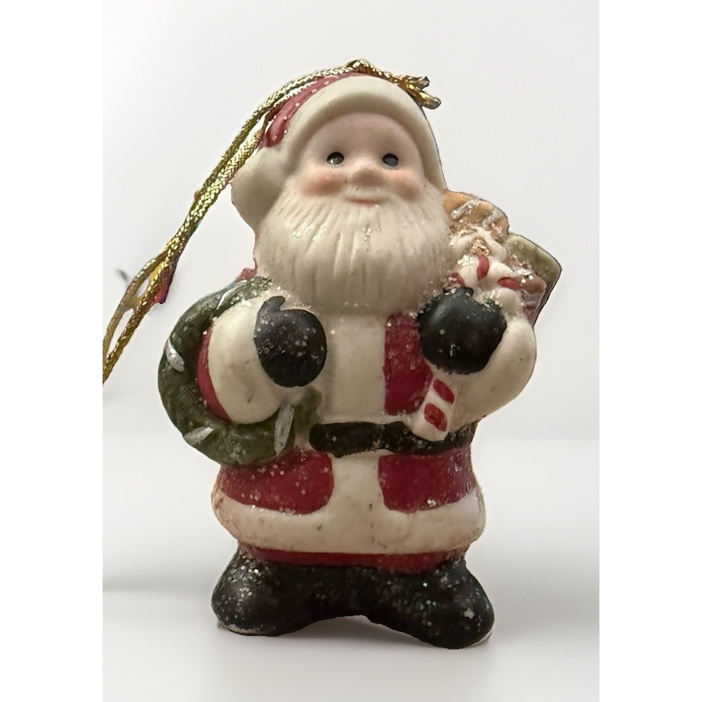 Vintage Santa Claus Ornament 3" Tall Ceramic